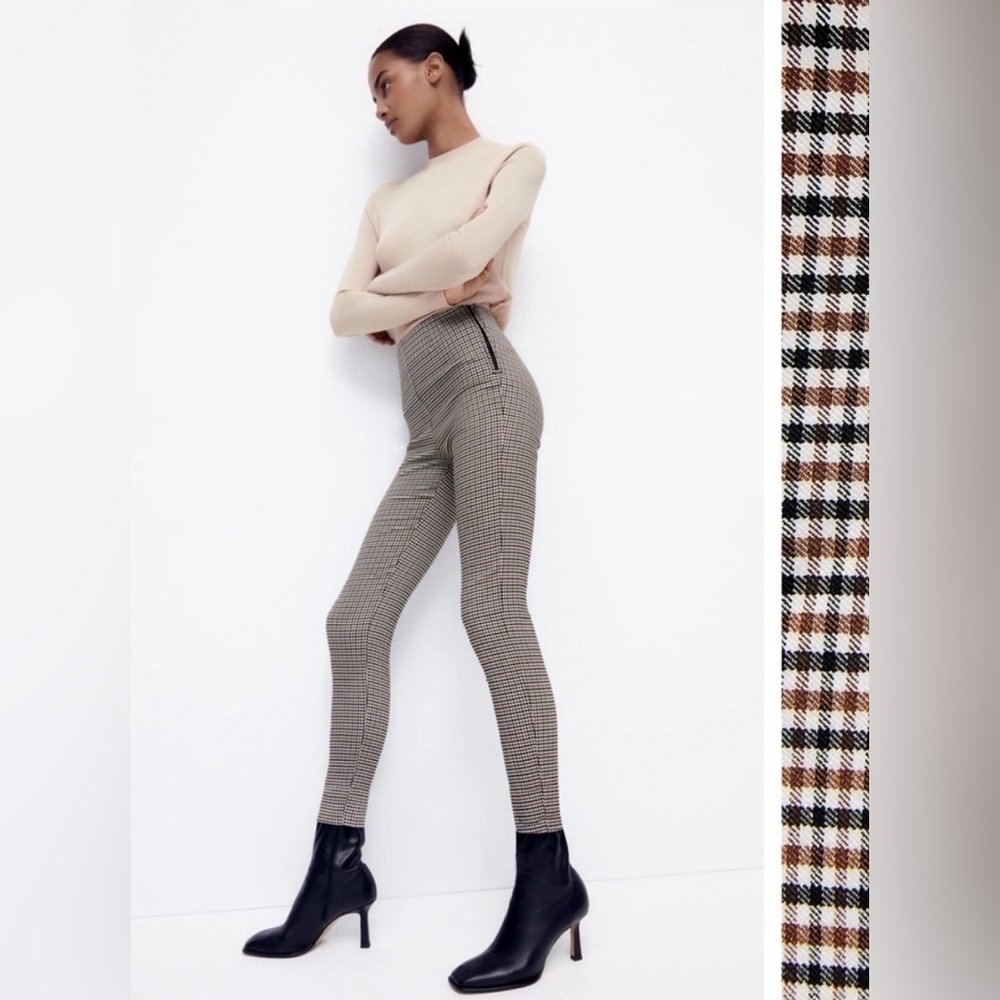 🆕 Zara gingham slim high waist leggings